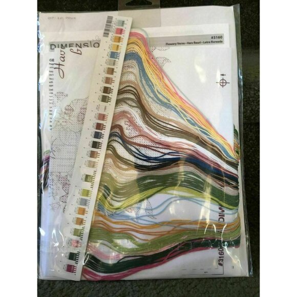 Cross Stitch KIT Dimensions Flowery Verse Stamped 3160 Flowers 14X10 USA Crafts - Picture 4 of 7